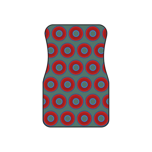 Contacted Car Mats - vivid donut print w/Fenway green background