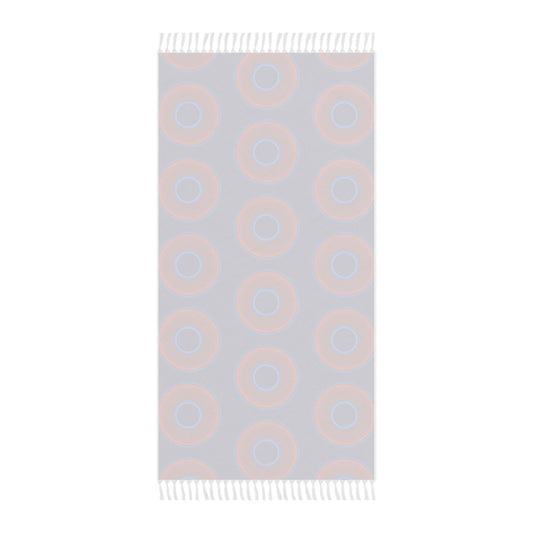 Oversized Lumpy Beach Towel - vivid red donuts w/purple background