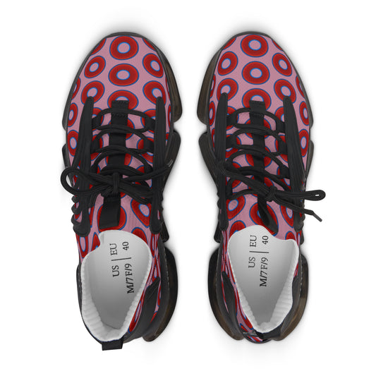 Women's Donut Kicks - red vivid donut print w/pale magenta background