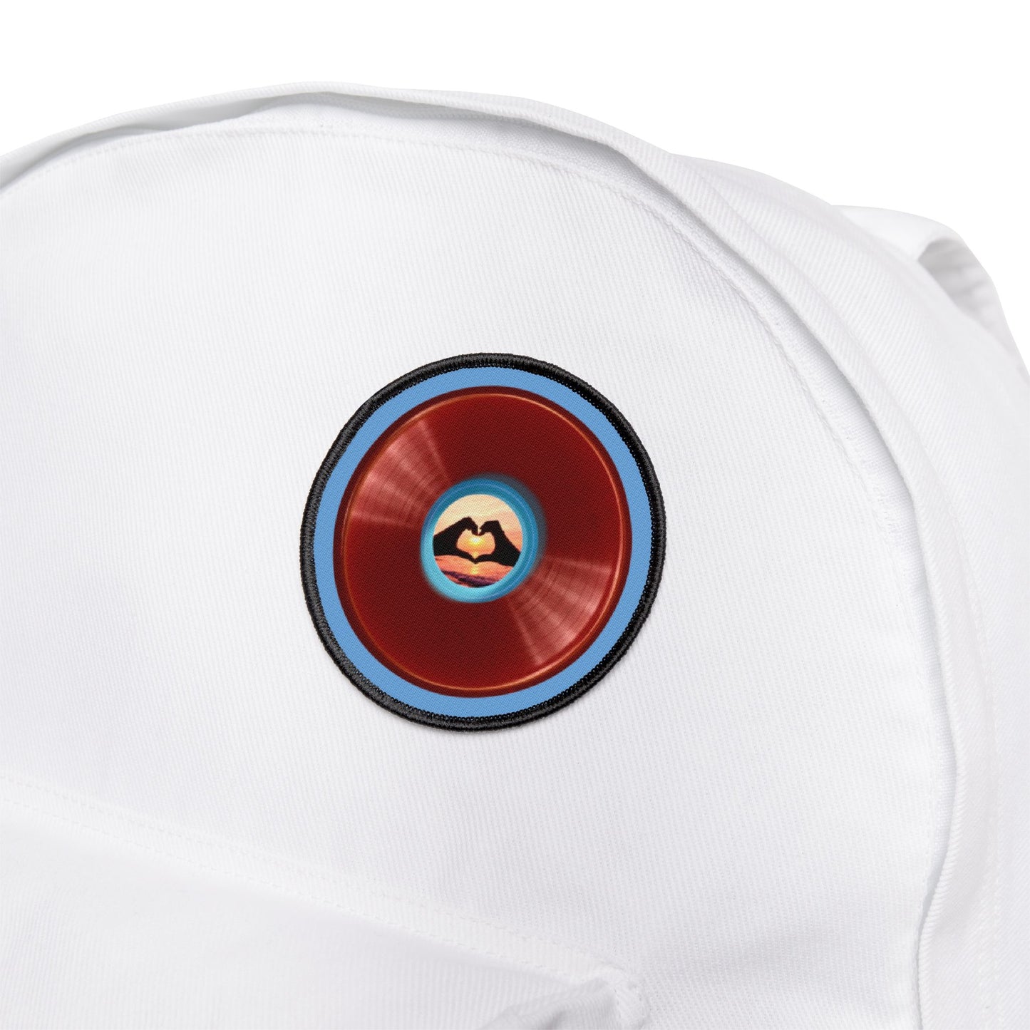 Iron-On Donut Patch - "Waste of a Perfectly Good Donut Patch" - red vivid record donut - variant 1