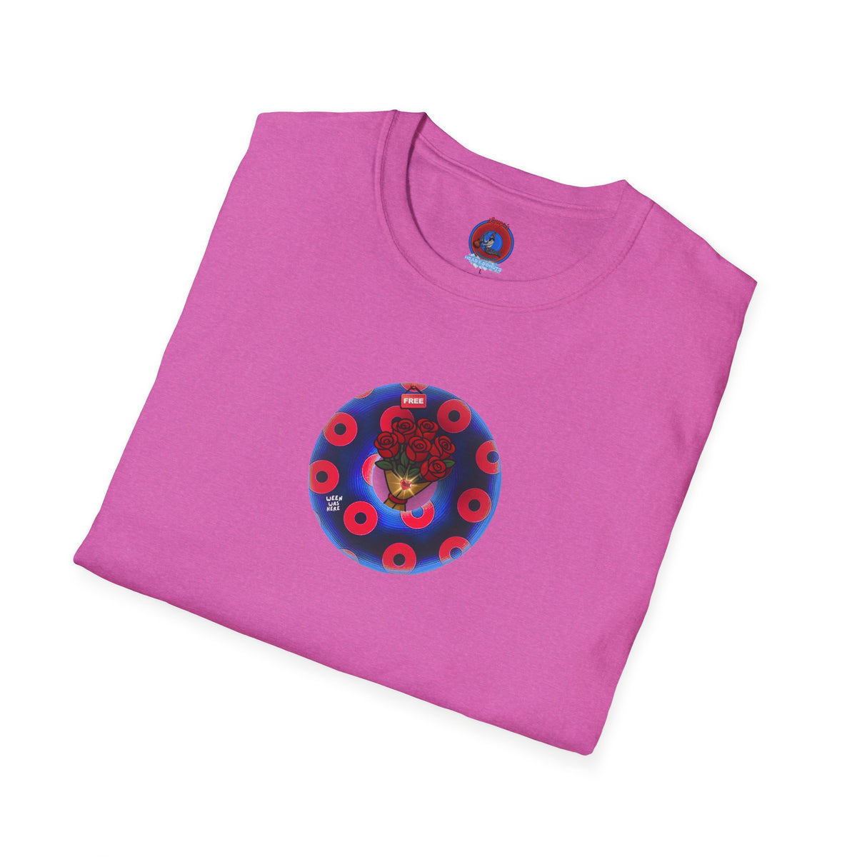 Classic Donut Tee - Unisex Soft-Style - "Donuts of Phreedom" - red/blue paradoxical blimpy donut