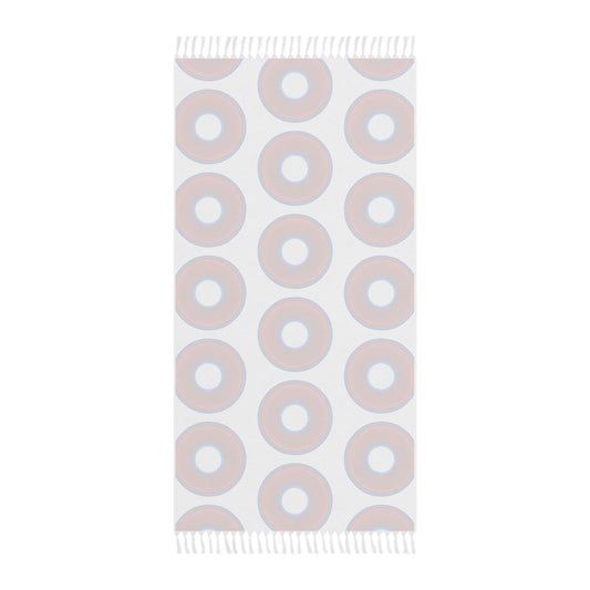 Oversized Lumpy Beach Towel - vivid red donuts w/white background