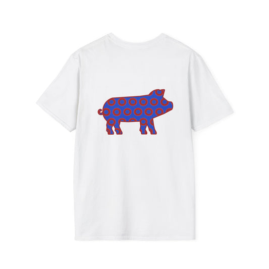 Classic Donut Tee - Unisex Soft-Style - "Guyute's Ugly Donut" - vivid red/blue donut pattern - variant 3