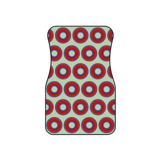Contacted Car Mats - Set of 2/Front - vivid donut print w/seafoam background