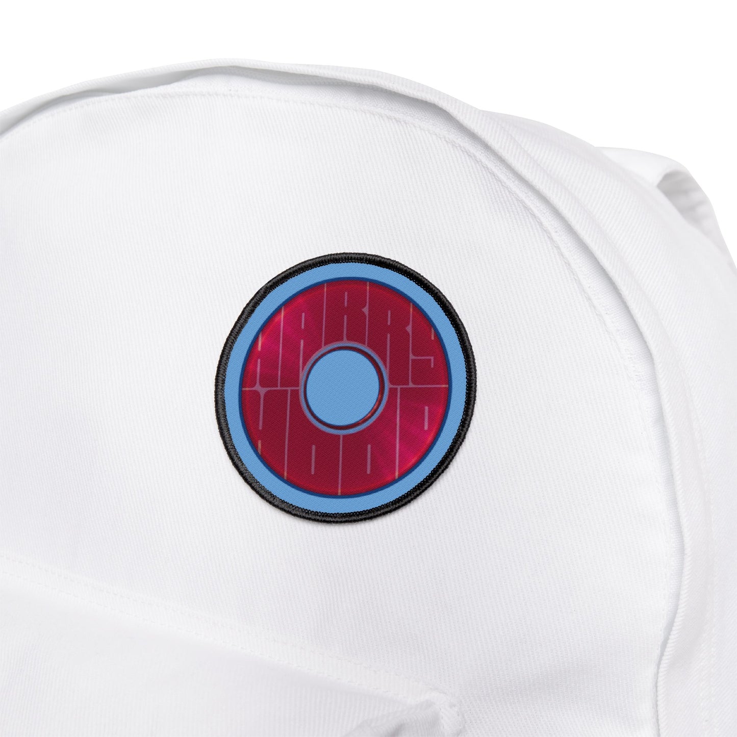 Iron-On Donut Patch - "Harry Preferred Donut Patch" - magenta/purple word donut - variant 1