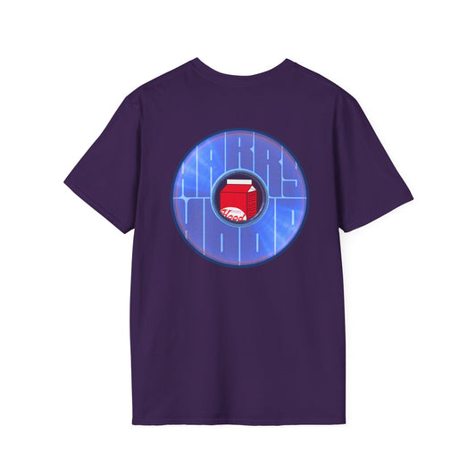 Classic Donut Tee - Unisex Soft-Style - "Harry Left His Donut Shirt" - series 1.0 - variant 3 - purple/blue donut w/milk