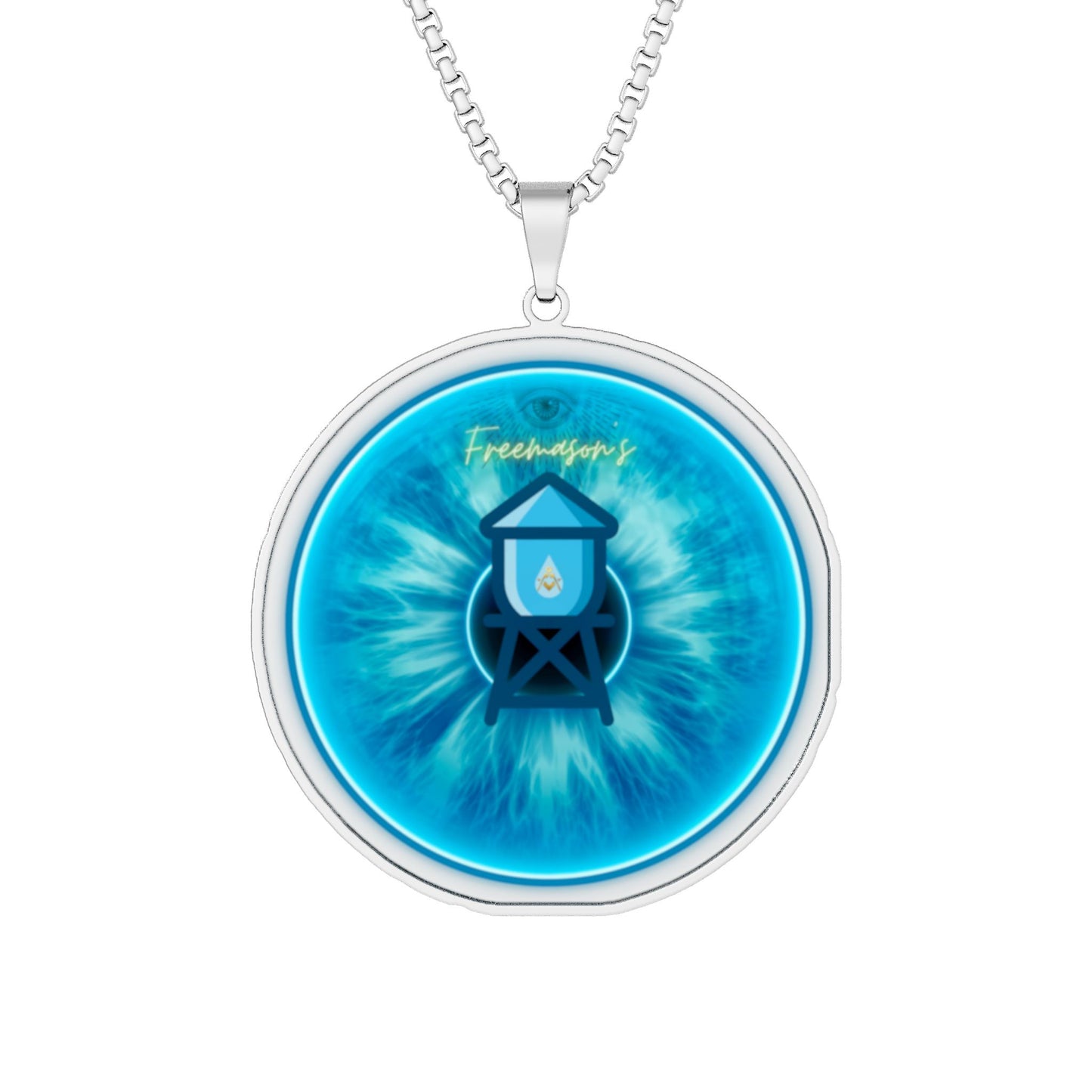 Lump's Heady Donut Necklace - 1" x 1" Stainless Steel Pendant - "NICU2 Donut Pendant" - light blue vivid idonut - variant 1