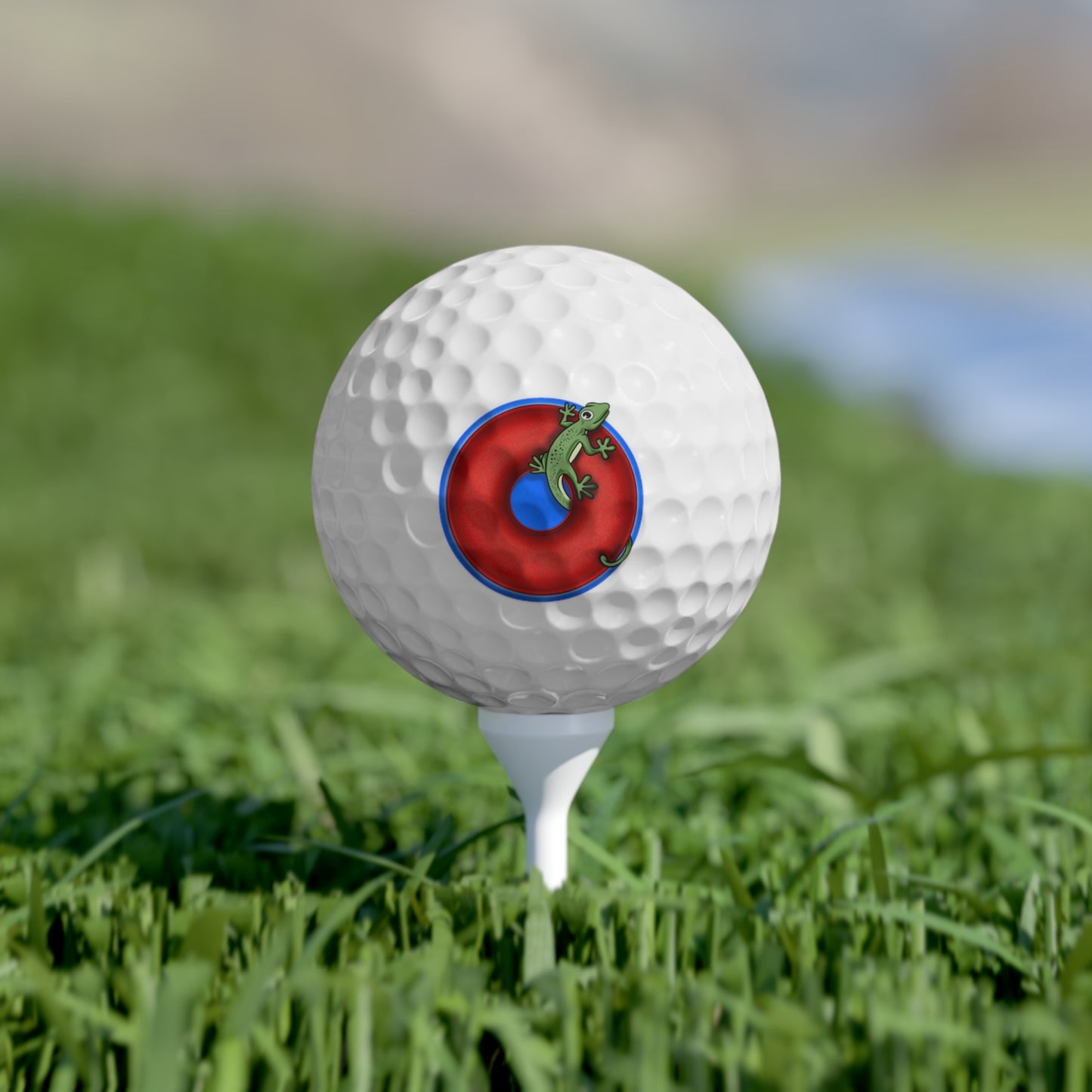 Lumpy Donut Golf Balls - 6-pack - "My Golf Game is Practically Extinct" - red/blue blimpy donut - variant 2