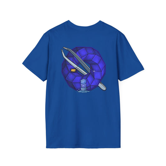 Classic Donut Tee - Unisex Soft-Style - "The Teasing Festivus Donut" - blue rustic cubed donut