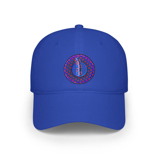 Lumpy Donut Baseball Cap - "Sir Richard's Phamous Donut" - variant 3 - red/blue weathered paradoxical donut donut w/