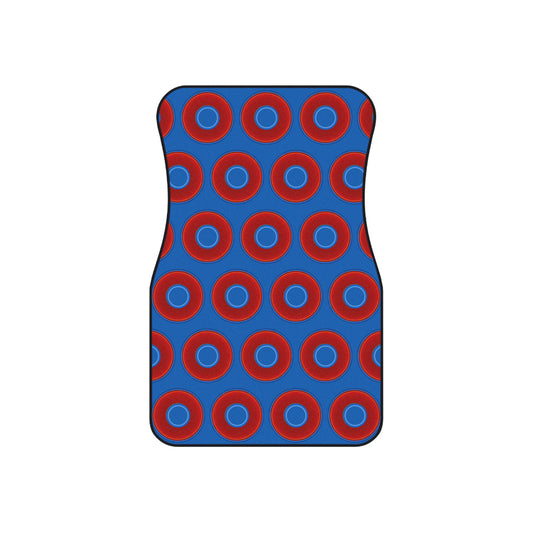 Contacted Car Mats - vivid donut print w/dark royal blue background