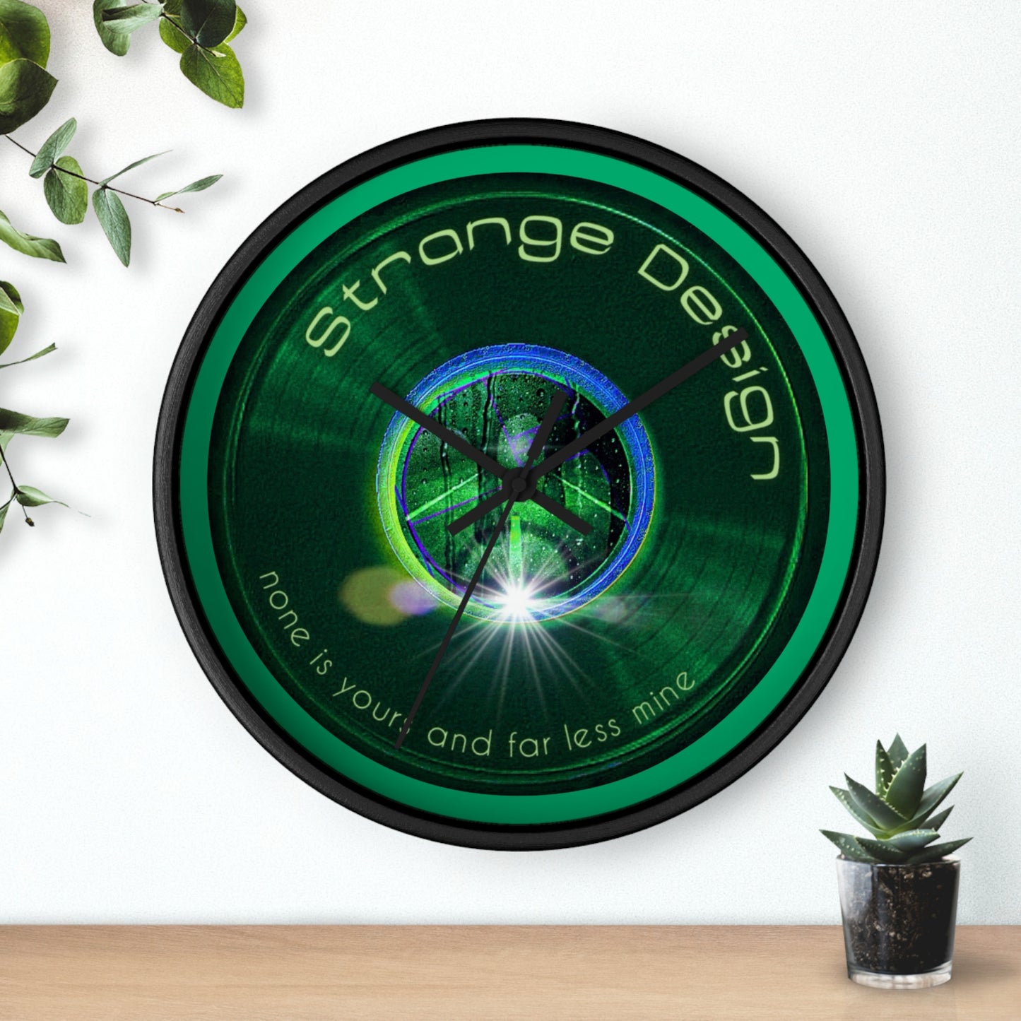 Lumpy Wall Clock - "The Strangely Designed Clock" - green vivid donut w/jade green background
