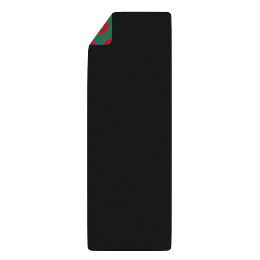 Lumpy Donut Yoga Mat :) - 24″ x 70" - vivid red donut print w/dark green background