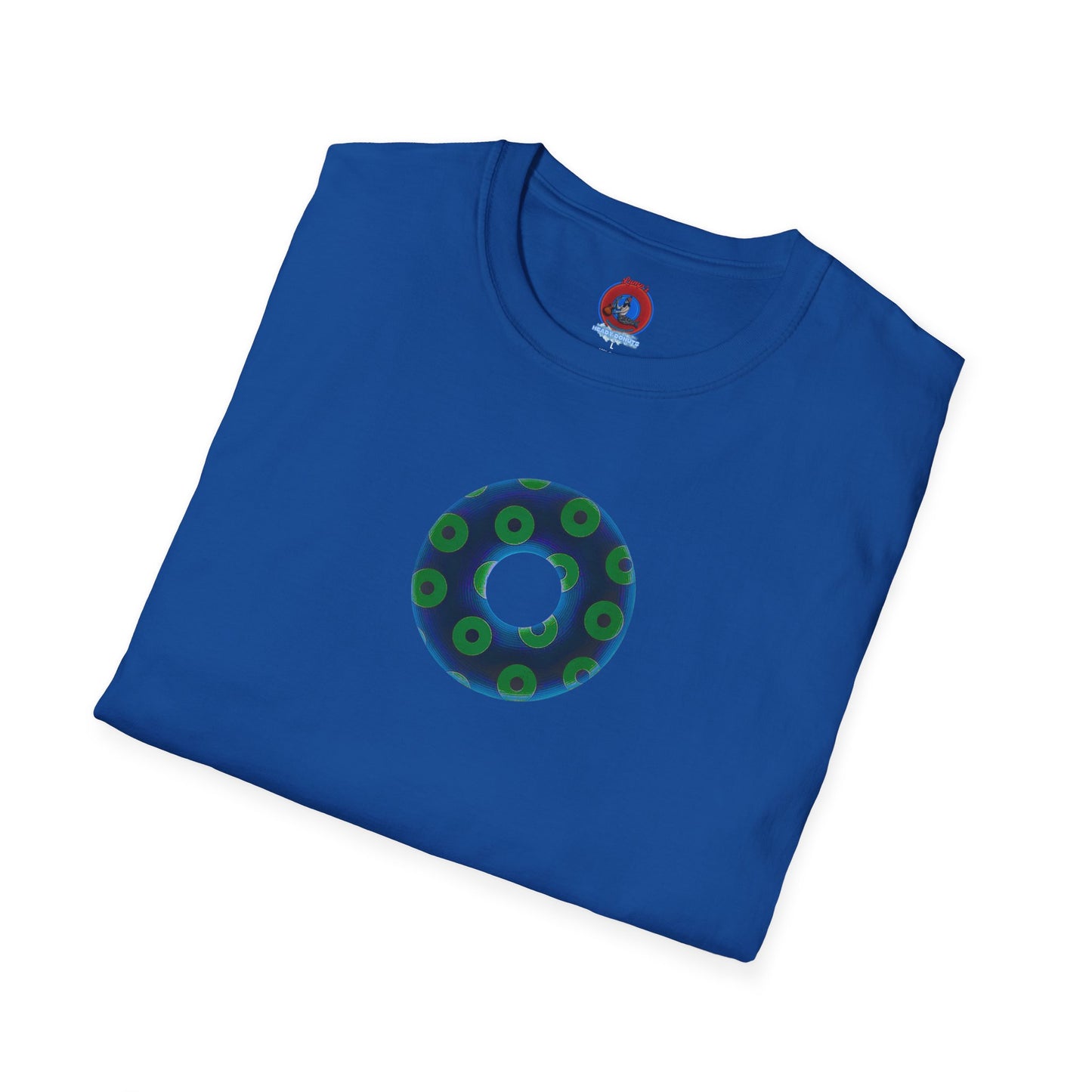 Plain Donuts/Unisex Soft-Style - "Plain Blimpy Paradoxical Donuts" - dark blue/lime green donuts