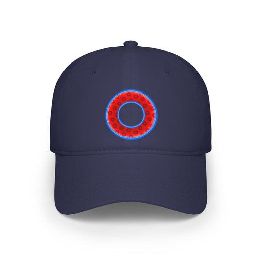 Lumpy Donut Baseball Cap - "Plain Paradoxical Wide Mouth Donut Cap" - paradoxical red/blue wide mouth donut w/ - variant 2
