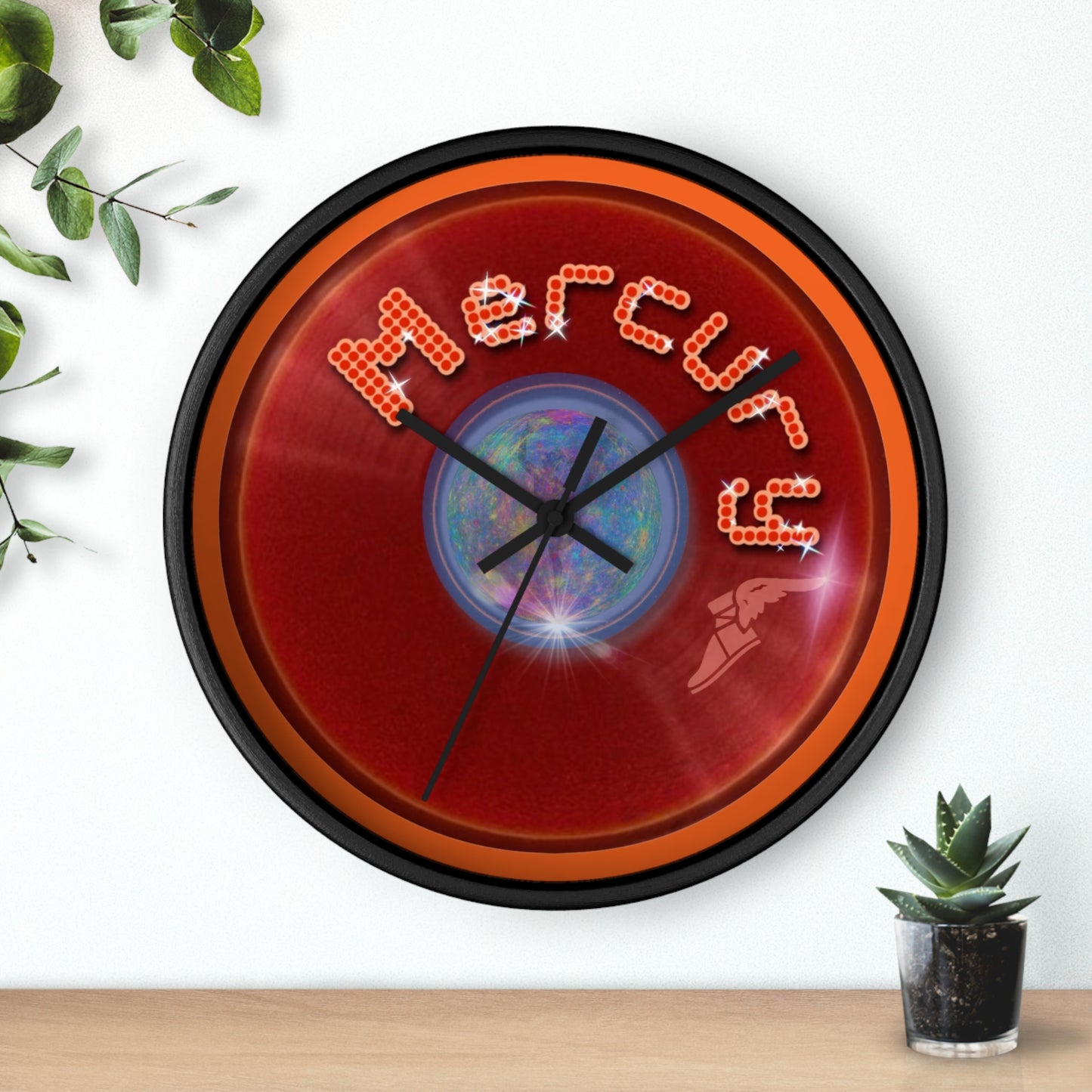 Lumpy Wall Clock - "Donuts of the Gods" - variant 2 - red vivid donut w/dark orange background