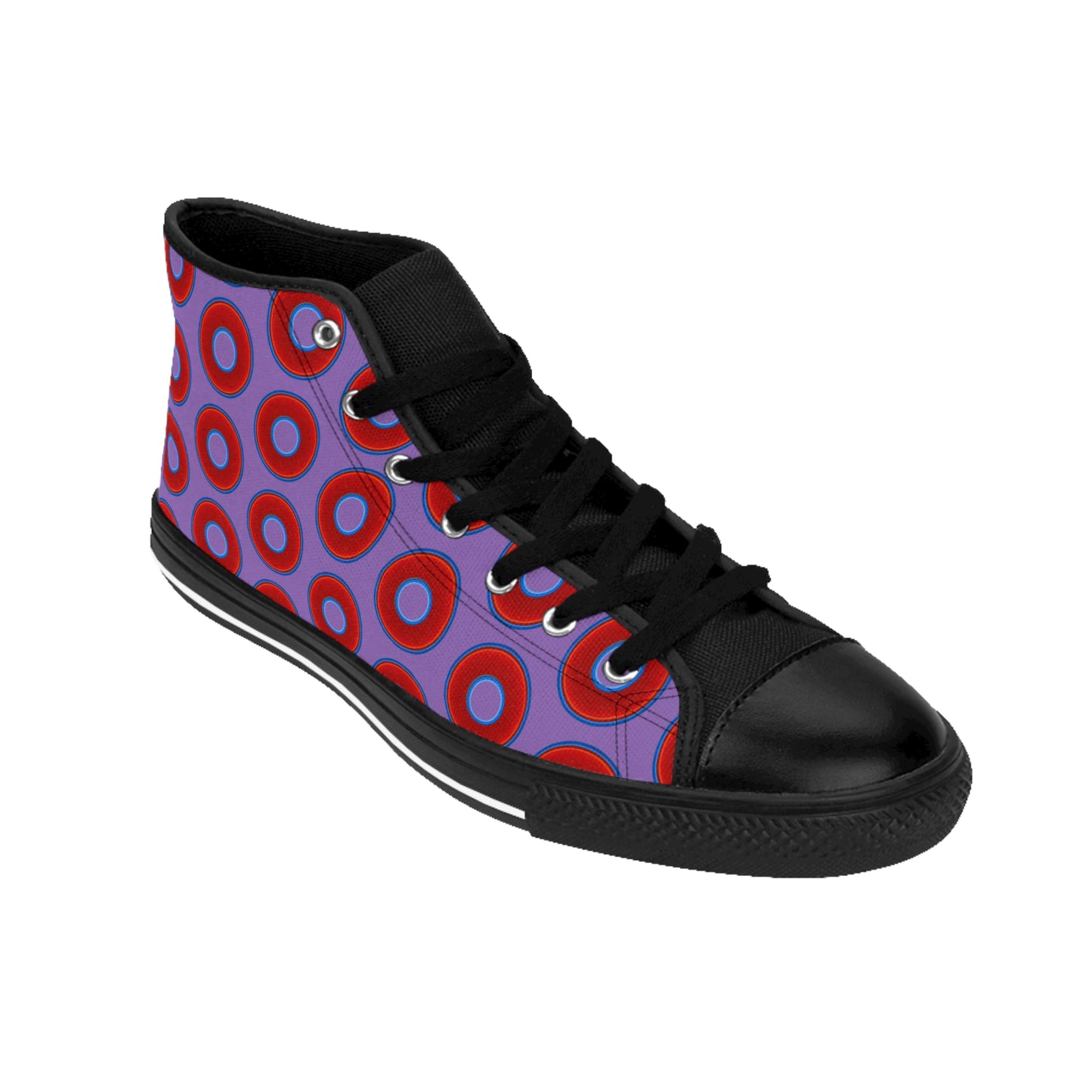 Men's Cushiony Convectors - High Tops - red vivid donuts w/light purple background