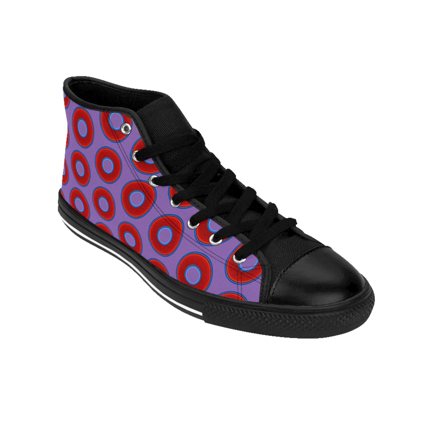 Cushiony Convectors - High Tops - red vivid donuts w/light purple background
