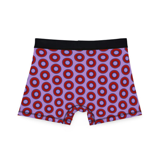Men's Donut Boxers - red vivid donuts w/wisteria purple background