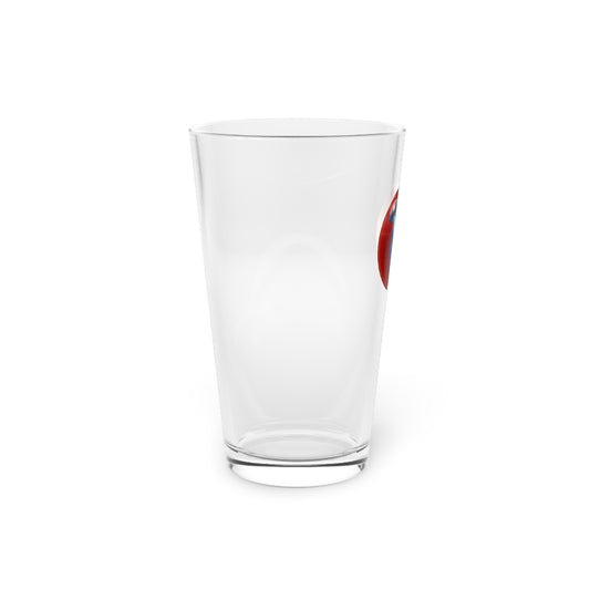 16oz Lumpy Pint Glass - "This Pint Glass Scents of a Mule" - rustic red/blue donut