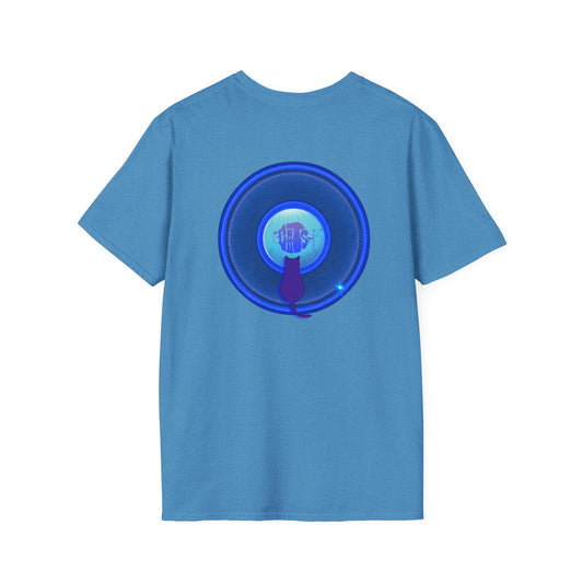 Classic Donut Tee - Unisex Soft-Style - "Cats: The Donut" - rustic blue/blue donut - variant 2