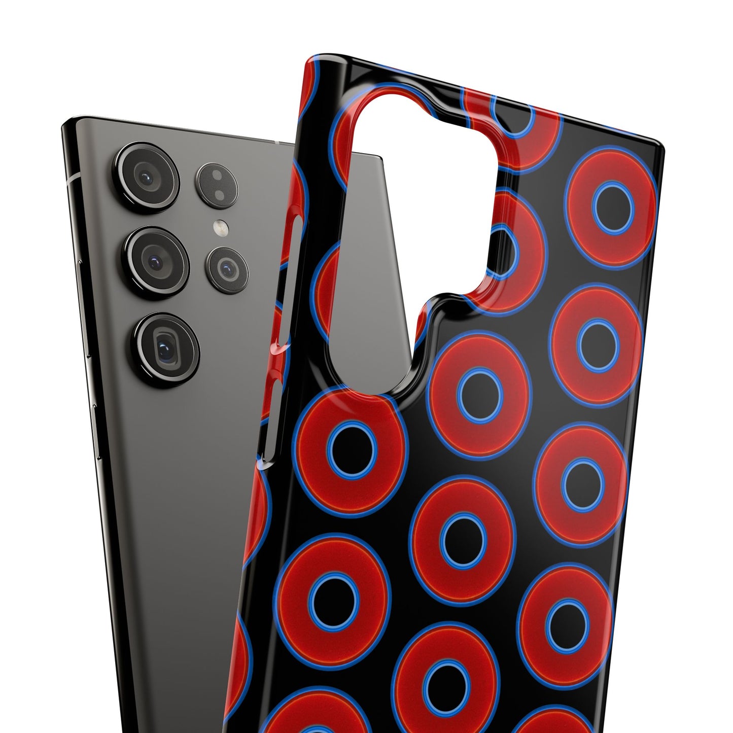 Lumpy Donut Snap Case - red vivid donut print w/black background