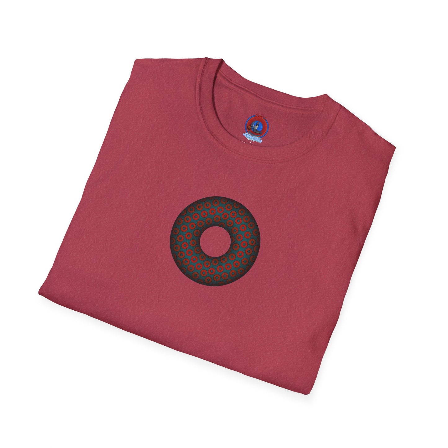Plain Donuts/Unisex Soft-Style - "Plain Paradoxical Grided Donuts" - red/faded navy donuts