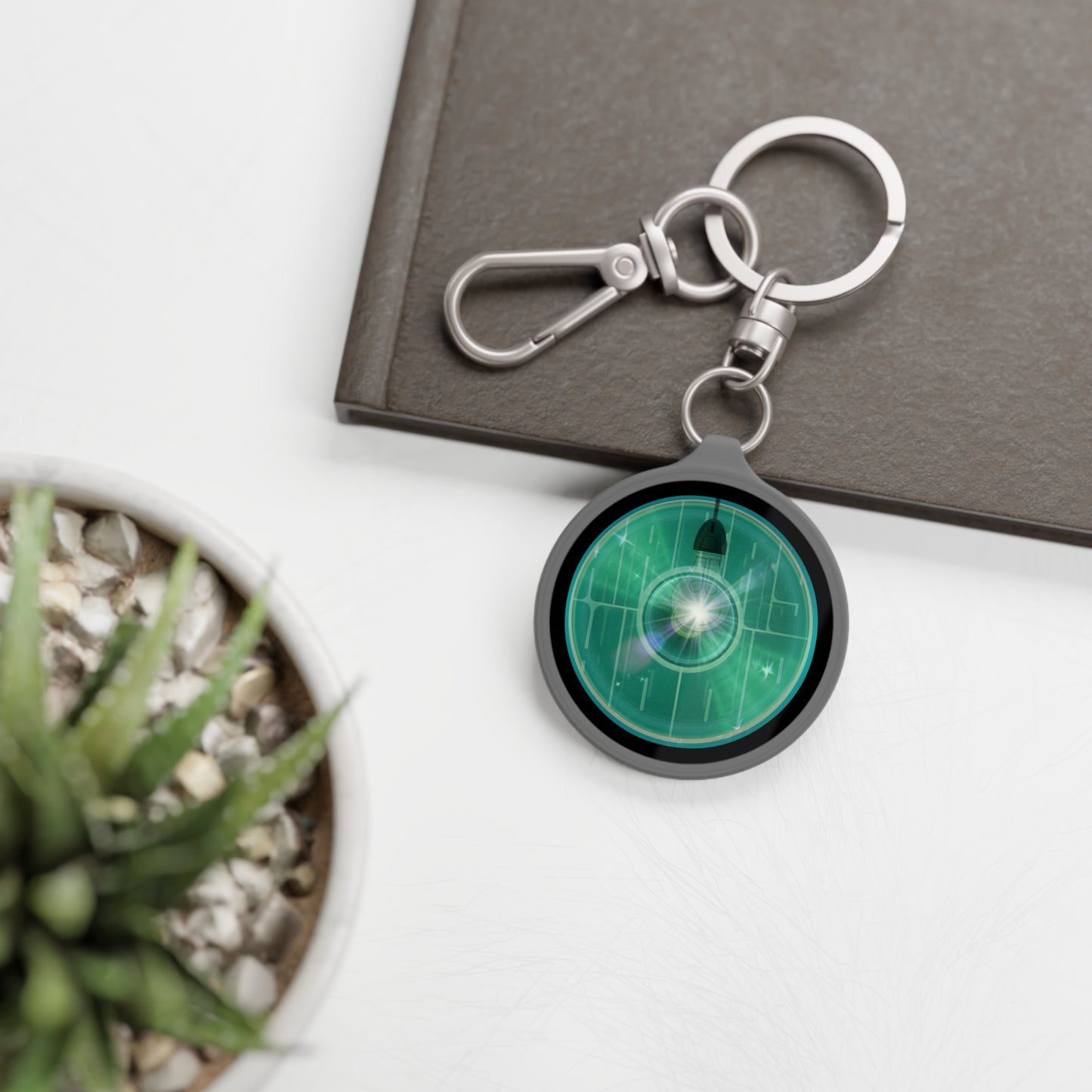 Lumpy Donut Keychain - "Harry Hoodlum Donut" - series 1.0 - variant 5 - teal green donut w/light