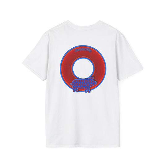 Classic Donut Tee - Unisex Soft-Style - "Guyute's Ugly Donut" - vivid red/blue donut - variant 1