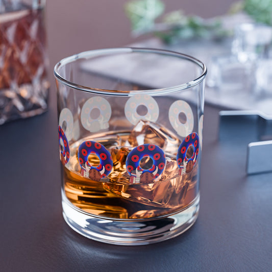 10oz Lumpy Rock Glass - "Vlad's Sipper Rock Glass" - blue/red blimpy paradox donut