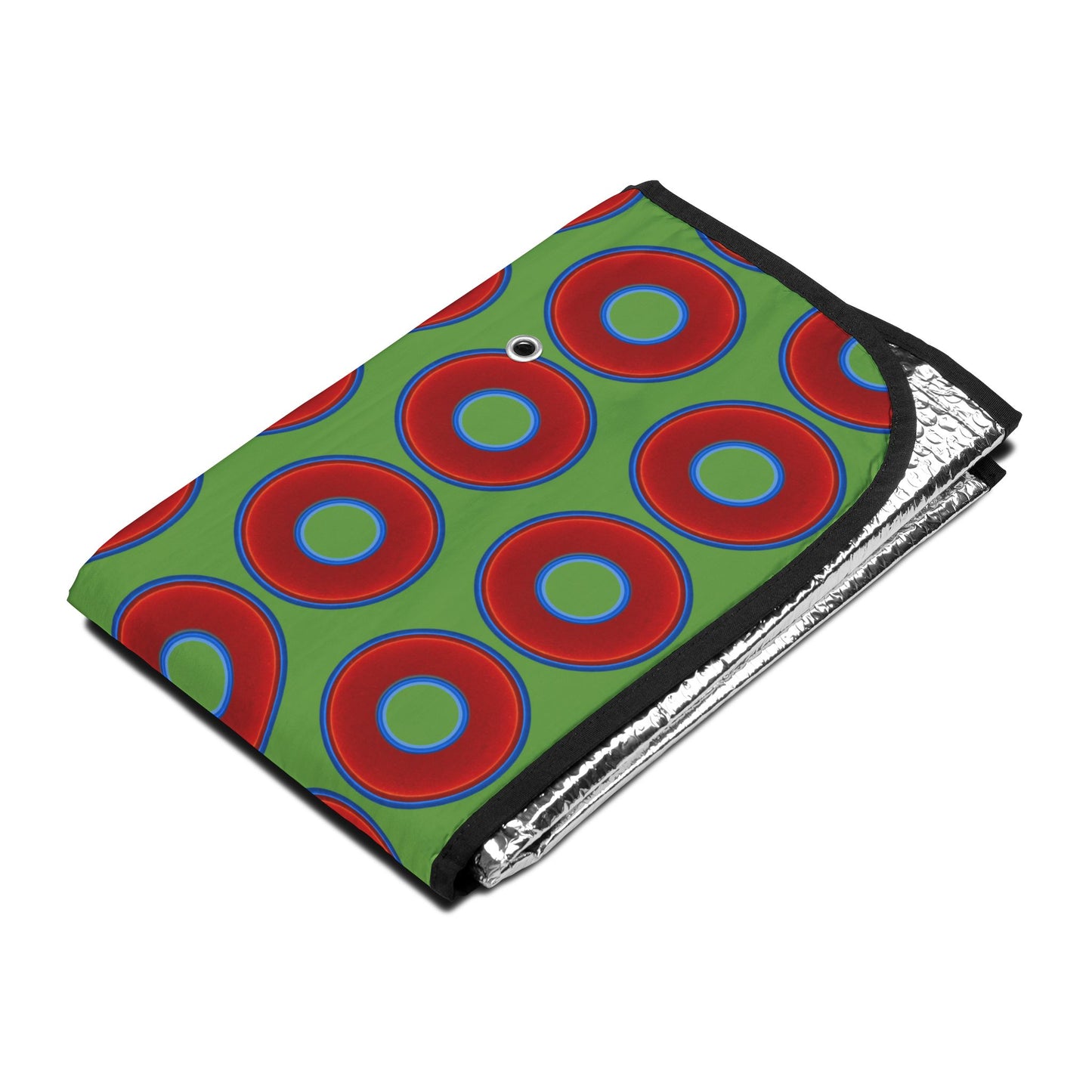 Automotive Donut Sun Shade - red vivid donuts w/light green background