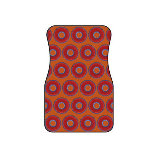 Contacted Car Mats - vivid donut print w/dark orange background