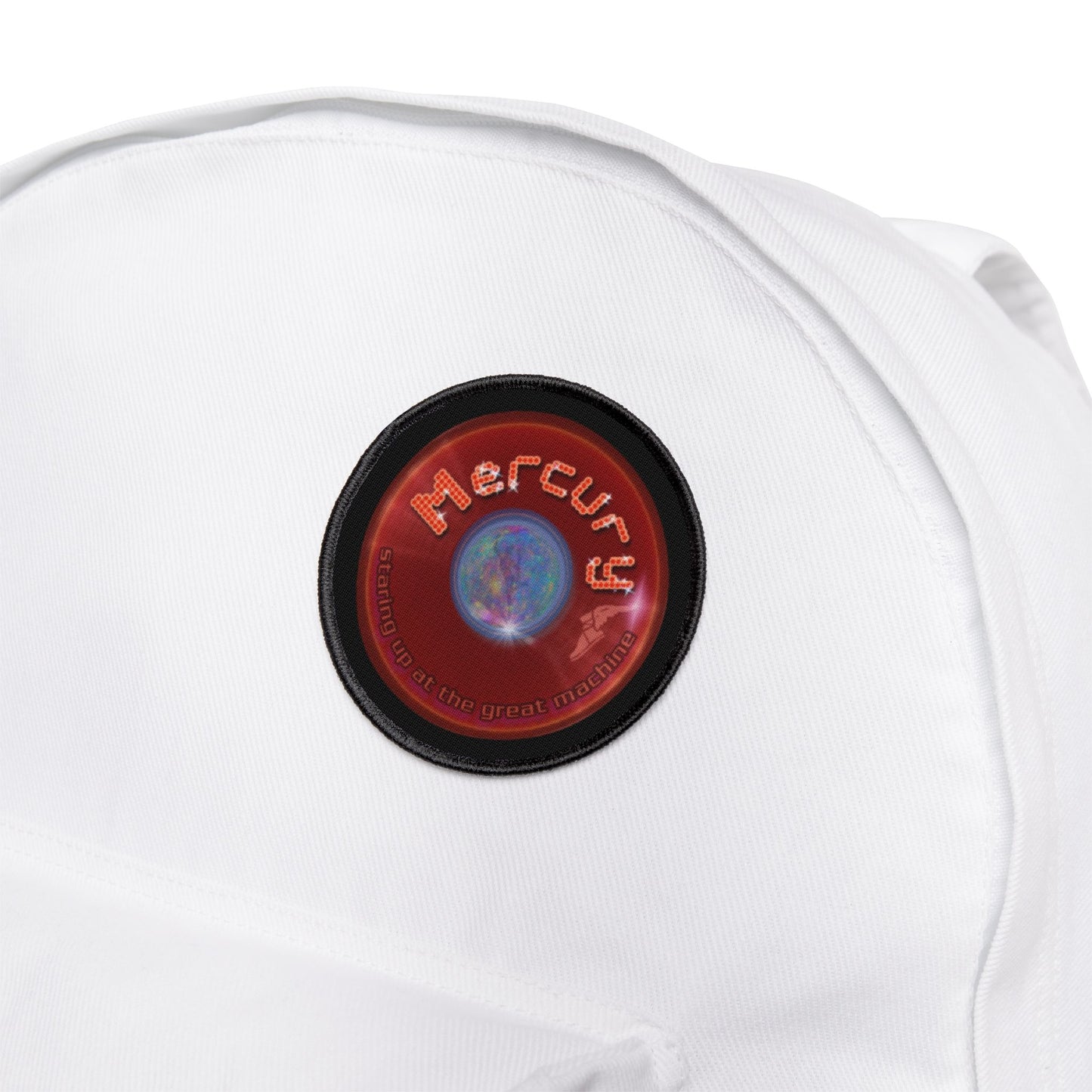 Iron-On Donut Patch - "Donuts of the Gods - Mercury Edition" - series 1.0 - variant 1 - red record donut