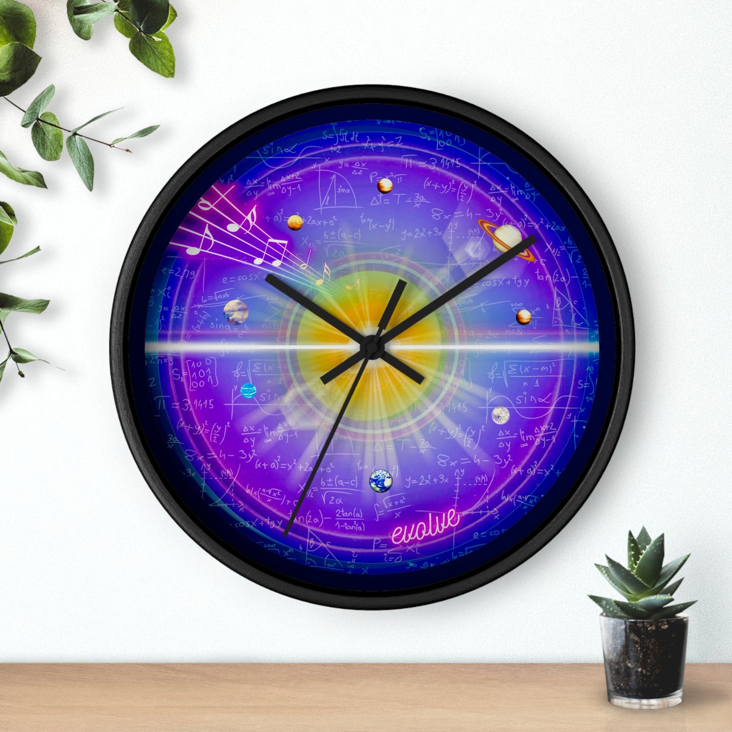 Lumpy Wall Clock - "The Quite Profound Donut" - purple/blue vivid donut w/dark navy background