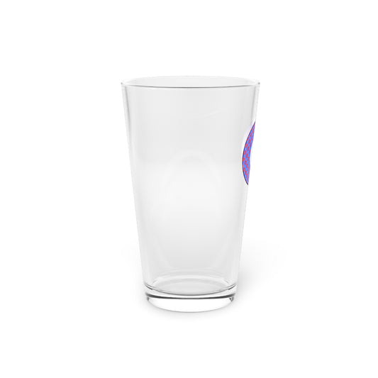16oz Lumpy Pint Glass - blue/red electric paradox donut