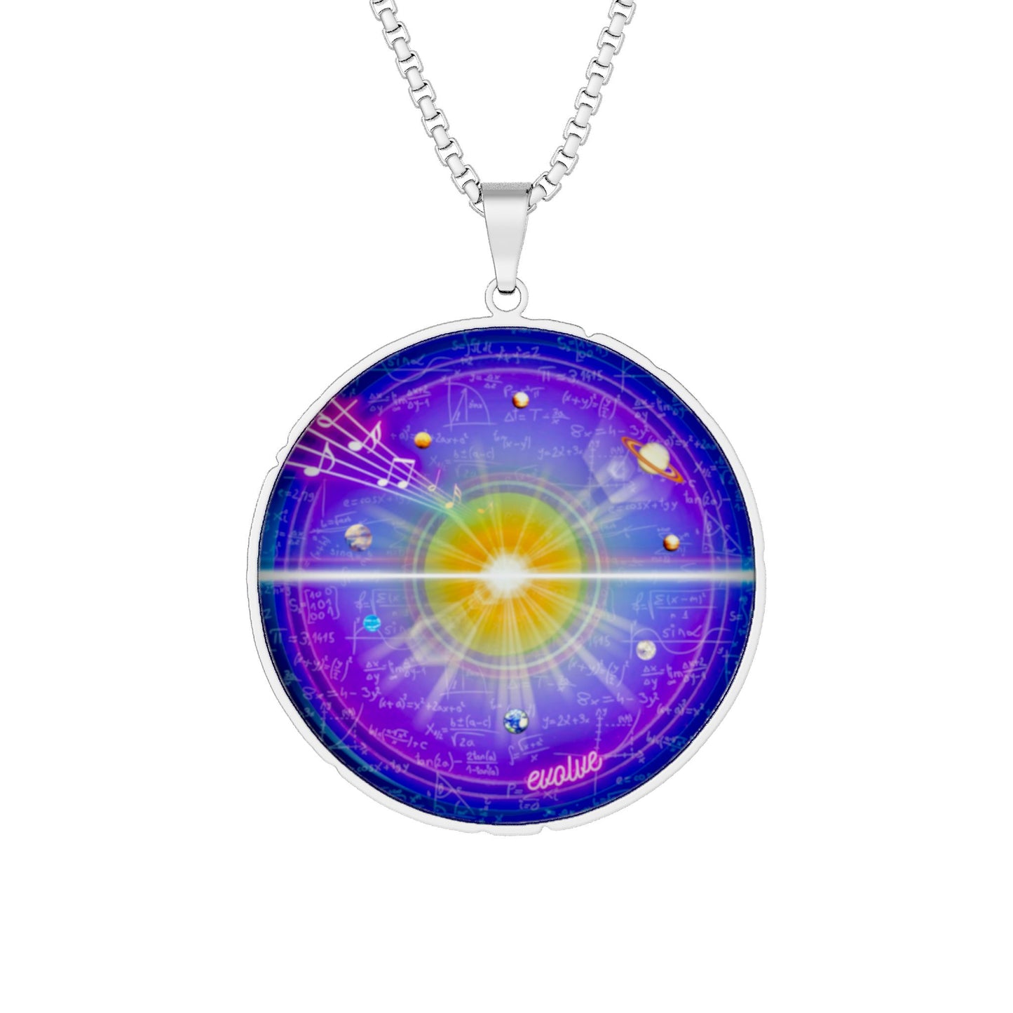 Lump's Heady Donut Necklace - 1" x 1" Stainless Steel Pendant - "Evolved Donut Pendant" - purple vivid donut
