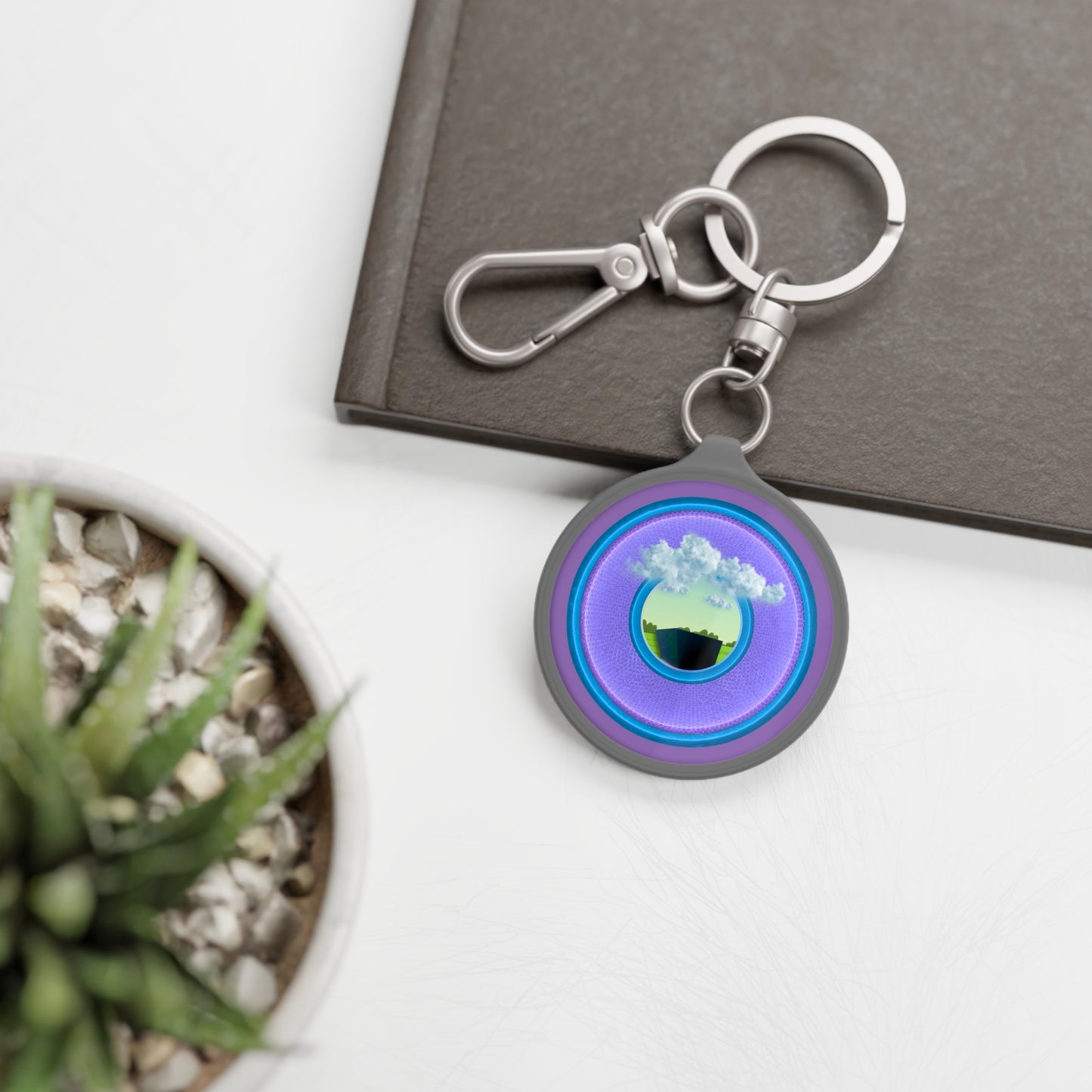 Lumpy Donut Keychain - "Got Rhombus? " - series 1.0 - variant 4 - purple/blue donut
