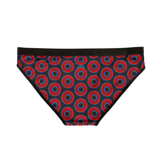 Lumpy Donut Underwear - vivid red donut print w/black background