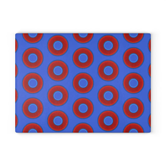 My Friend's Cutting Board - vivid red donuts w/royal blue background