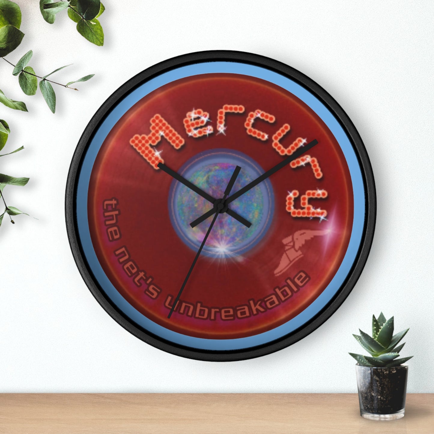 Lumpy Wall Clock - "Donuts of the Gods" - variant 4 - red vivid donut w/dark royal blue background
