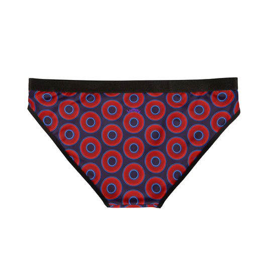 Lumpy Donut Underwear - vivid red donut print w/midnight purple background