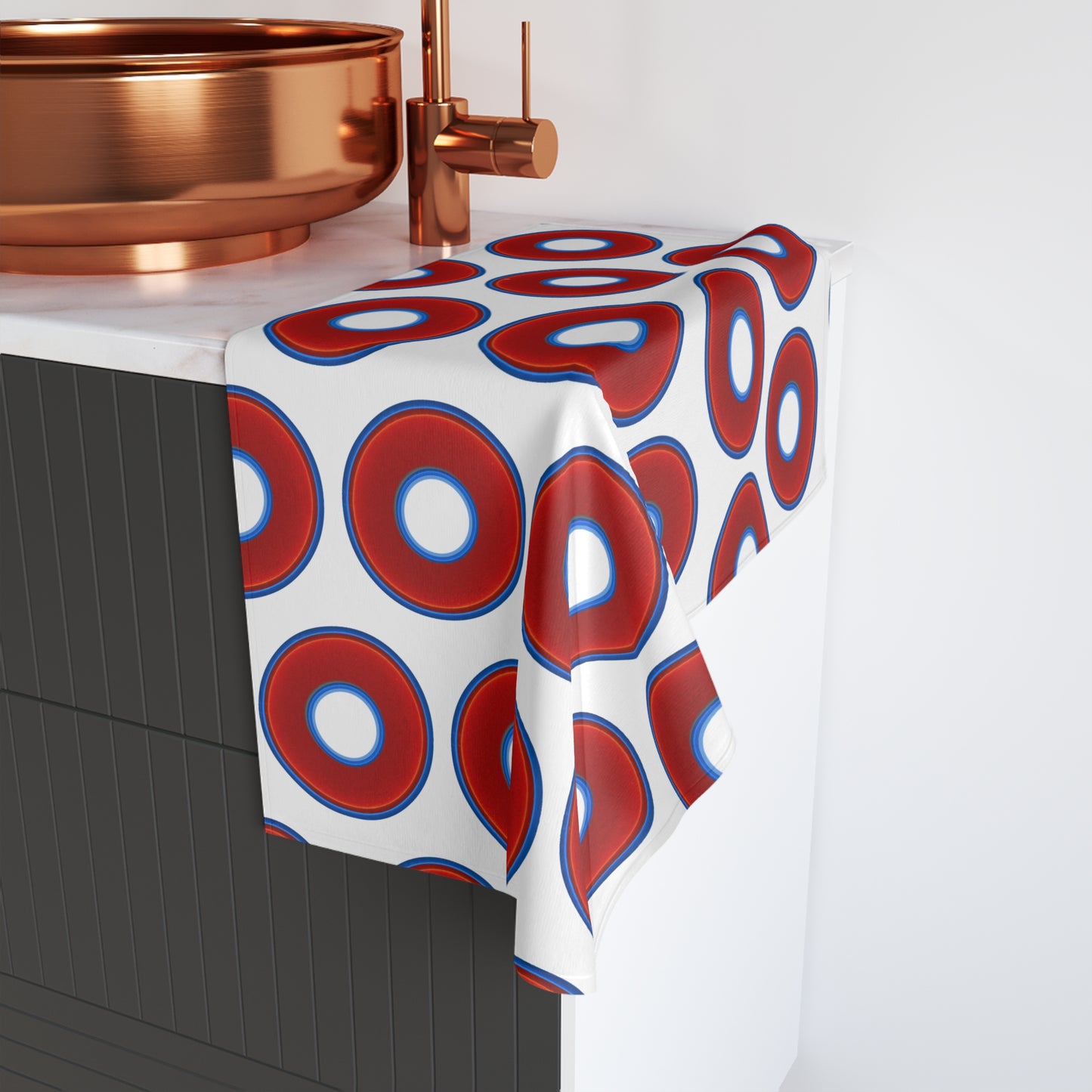 Lumpy Kitchen/Hand Towels - vivid red donuts w/white background