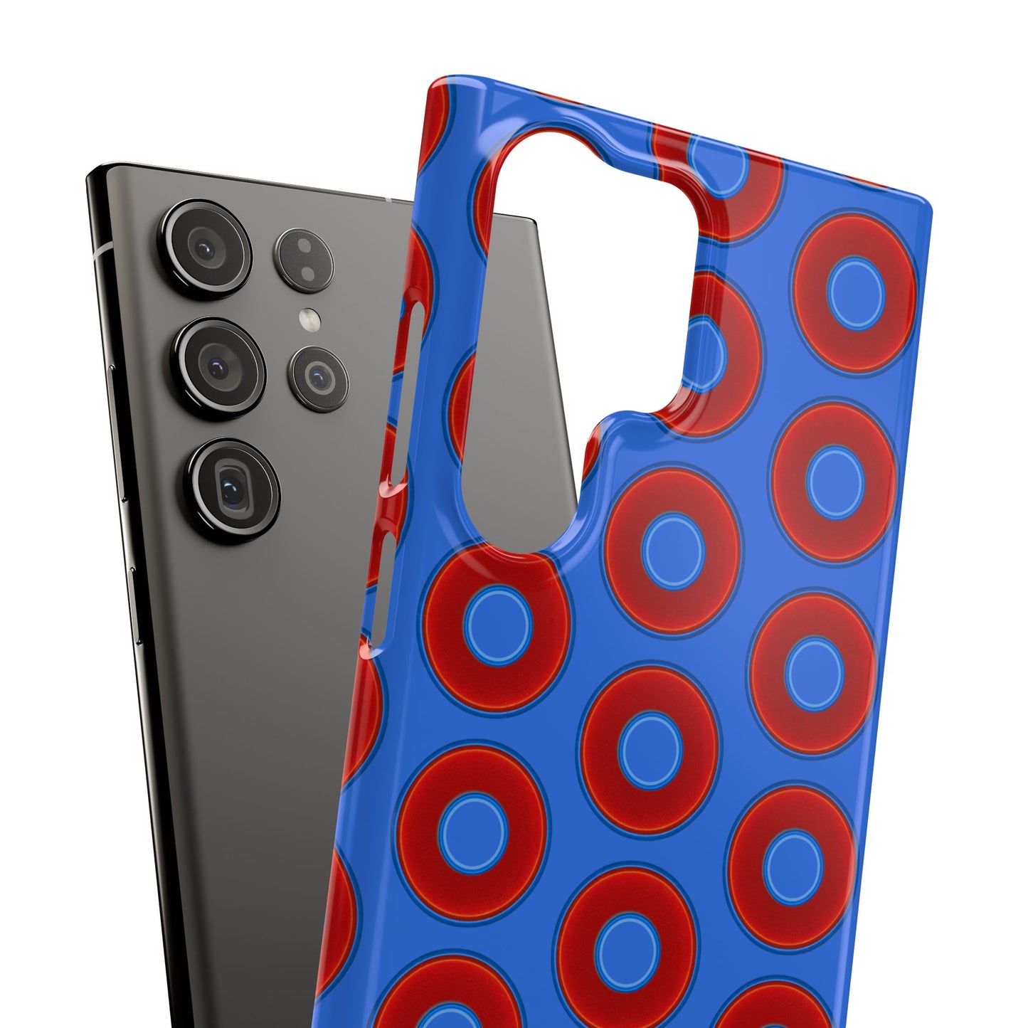 Lumpy Donut Snap Case - red vivid donut print w/medium royal blue background