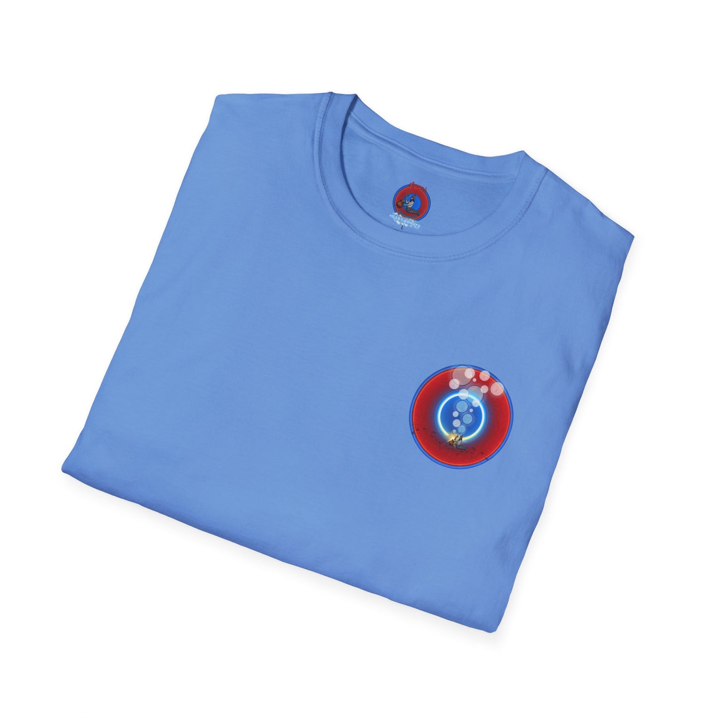 Classic Donut Tee - Unisex Soft-Style - "Bubbler's Donut Tee" - vivid red/blue donut