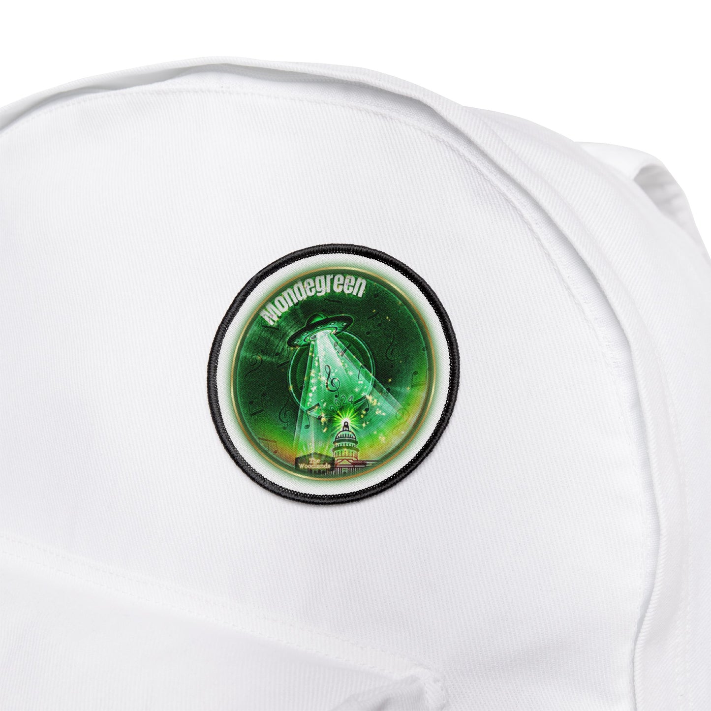 Iron-On Donut Patch - "Donut Patch for Close Encounters of the Delaware Kind" - vivid green record donut - variant 2