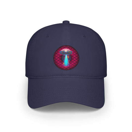 Lumpy Donut Baseball Cap - "They Serve Donuts on the Mothership Now" - variant 2 - red/burgundy paradoxical donut w/