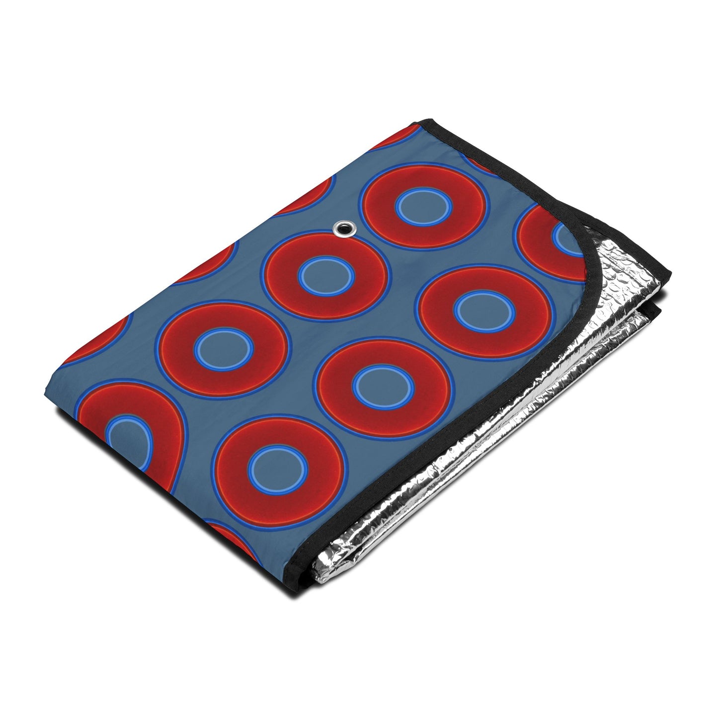 Automotive Donut Sun Shade - red vivid donuts w/steel blue background