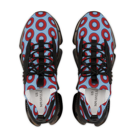 Donut Kicks - red vivid donut print w/sky blue background