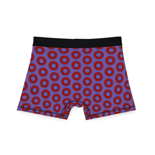 Men's Donut Boxers - red vivid donuts w/light purple background