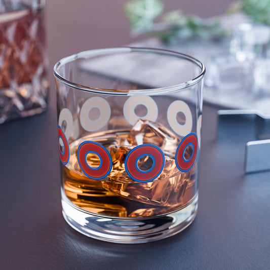 10oz Lumpy Rock Glass - rustic red/blue donuts
